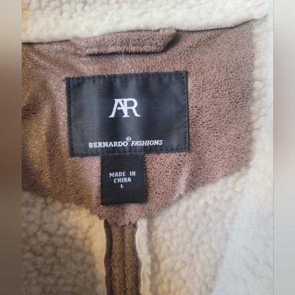 Anthropologie Bernado Fashions Faux Suede Aviator Coat Lined With Sherpa - Picture 2 of 5